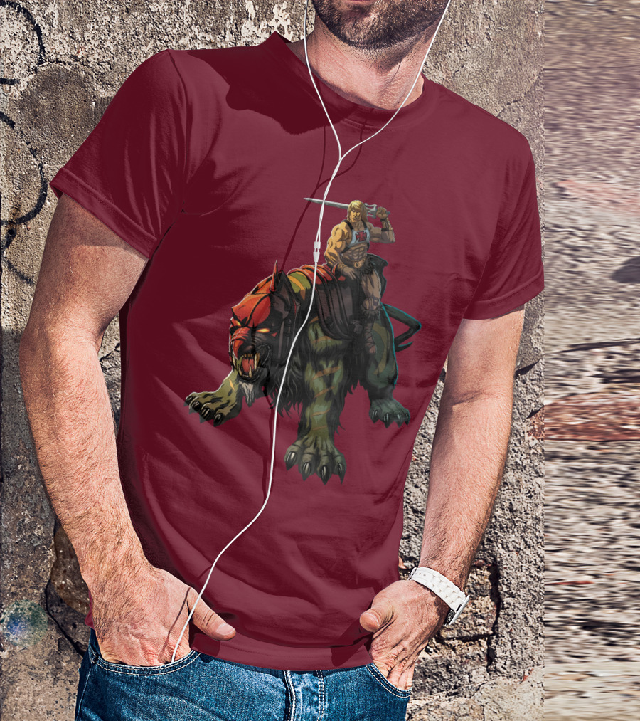 He-Man Riding Battle Cat With Sword Raised T-Shirt
