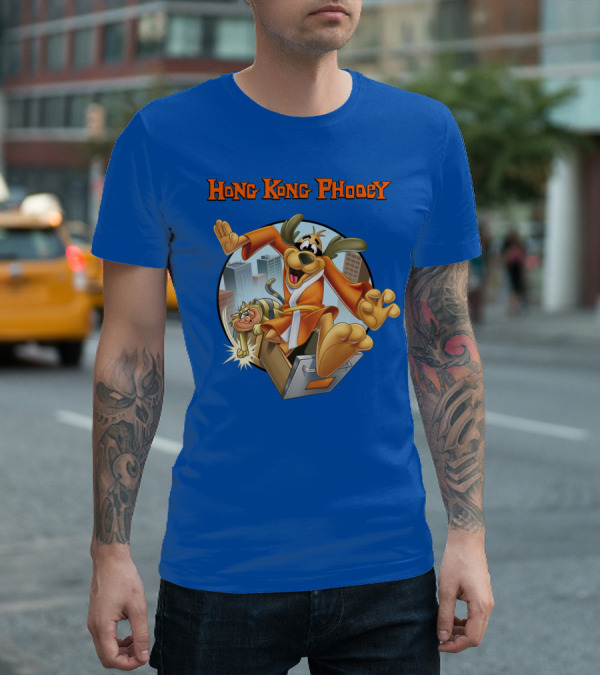 Hong Kong Phooey Animated Character In City Scene T-Shirt