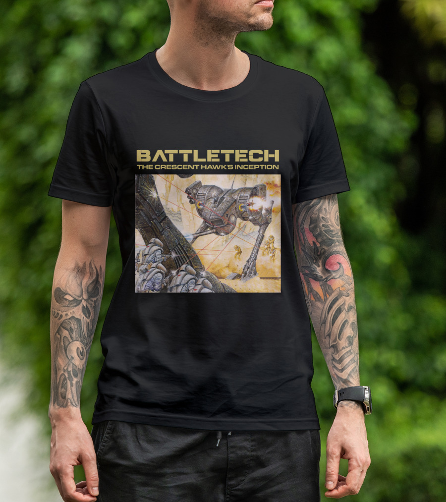 BATTLETECH The Crescent Hawk's Inception Mech Battle Scene T-Shirt