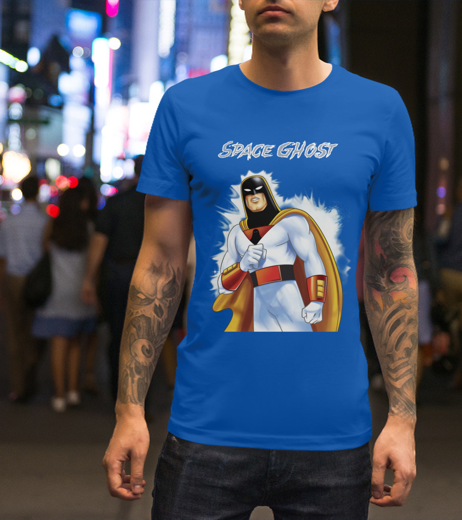 Space Ghost Classic Character With Dynamic Pose And Iconic Heroic T-Shirt