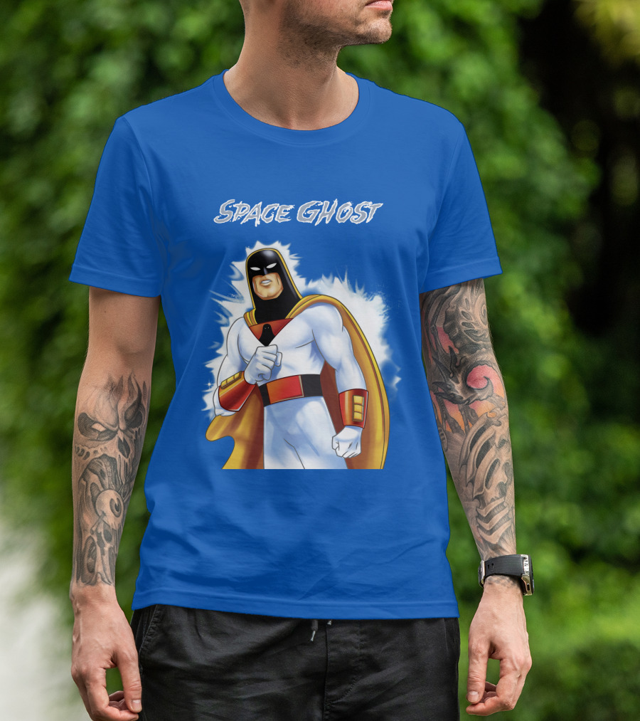 Space Ghost Classic Character With Dynamic Pose And Iconic Heroic T-Shirt
