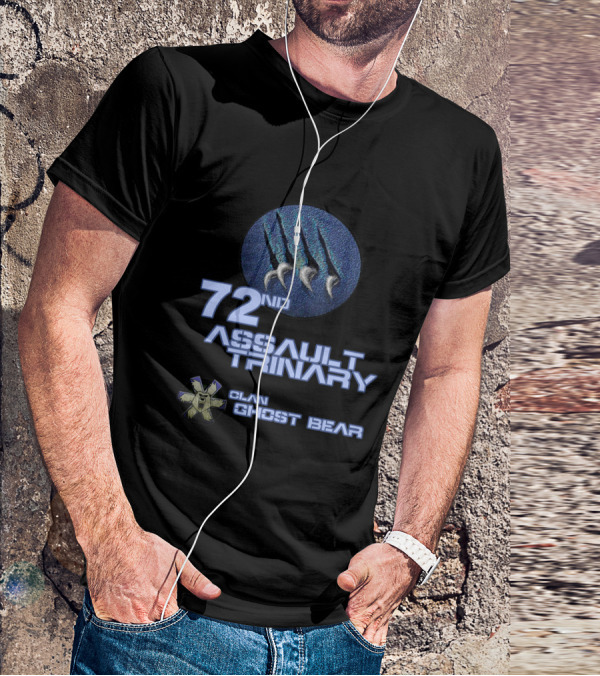 72nd Assault Trinary Clan Ghost Bear Logo With Three Claw Marks T-Shirt