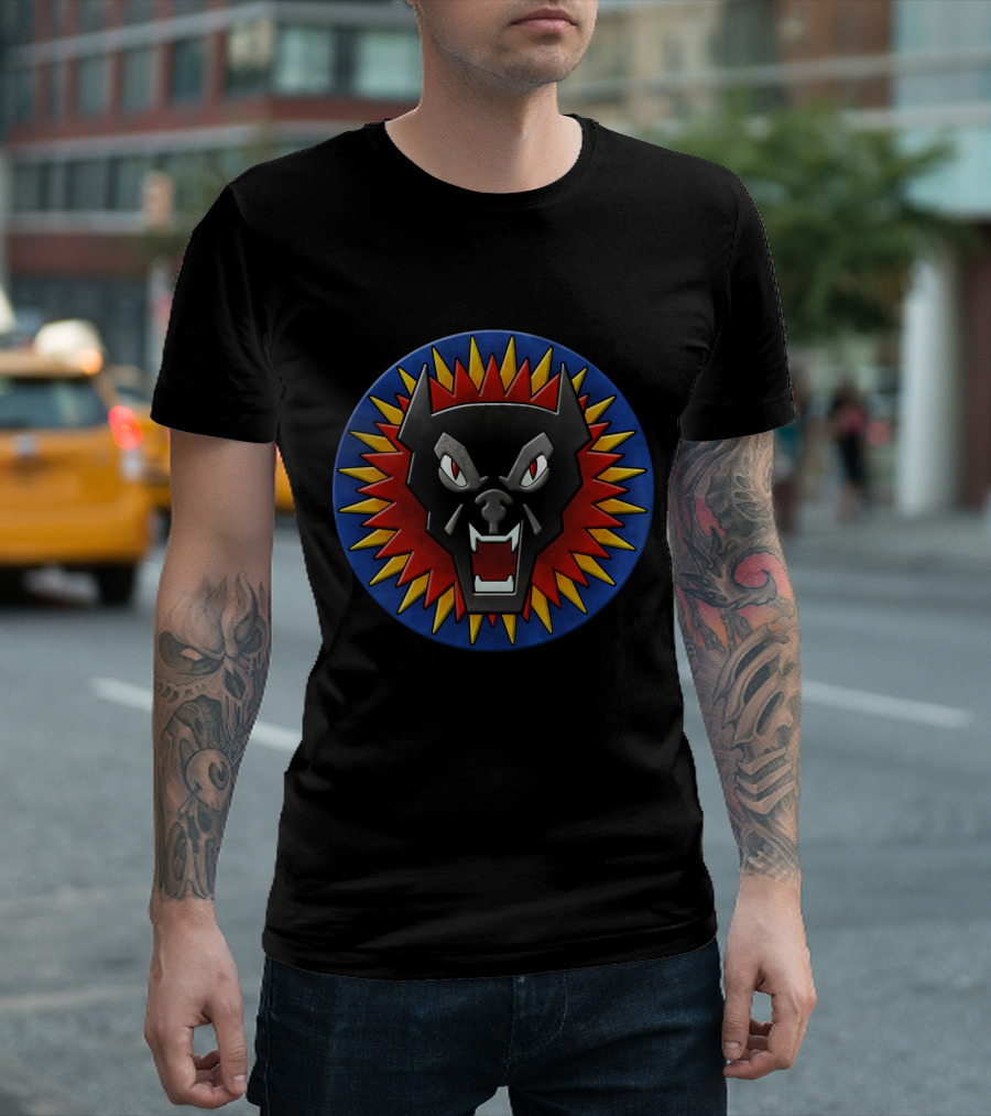 Clan Nova Cat Emblem Aggressive Feline Face in Sunburst Circle T-Shirt