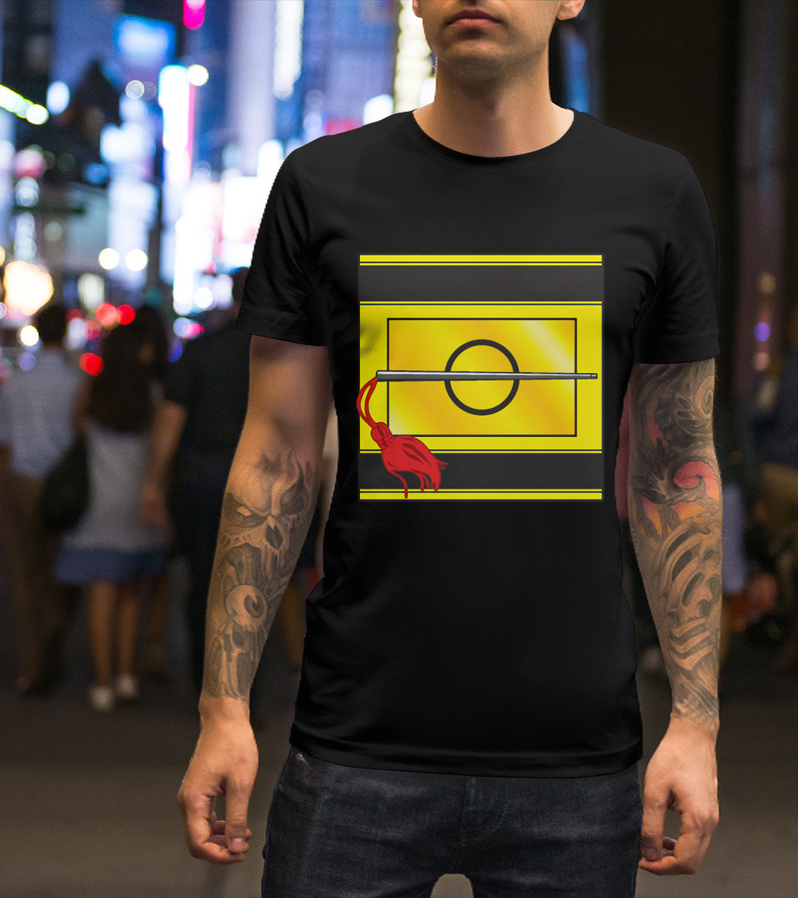 Crusis Lancers Circle And Tassel Icon On Yellow And Black Stripes T-Shirt