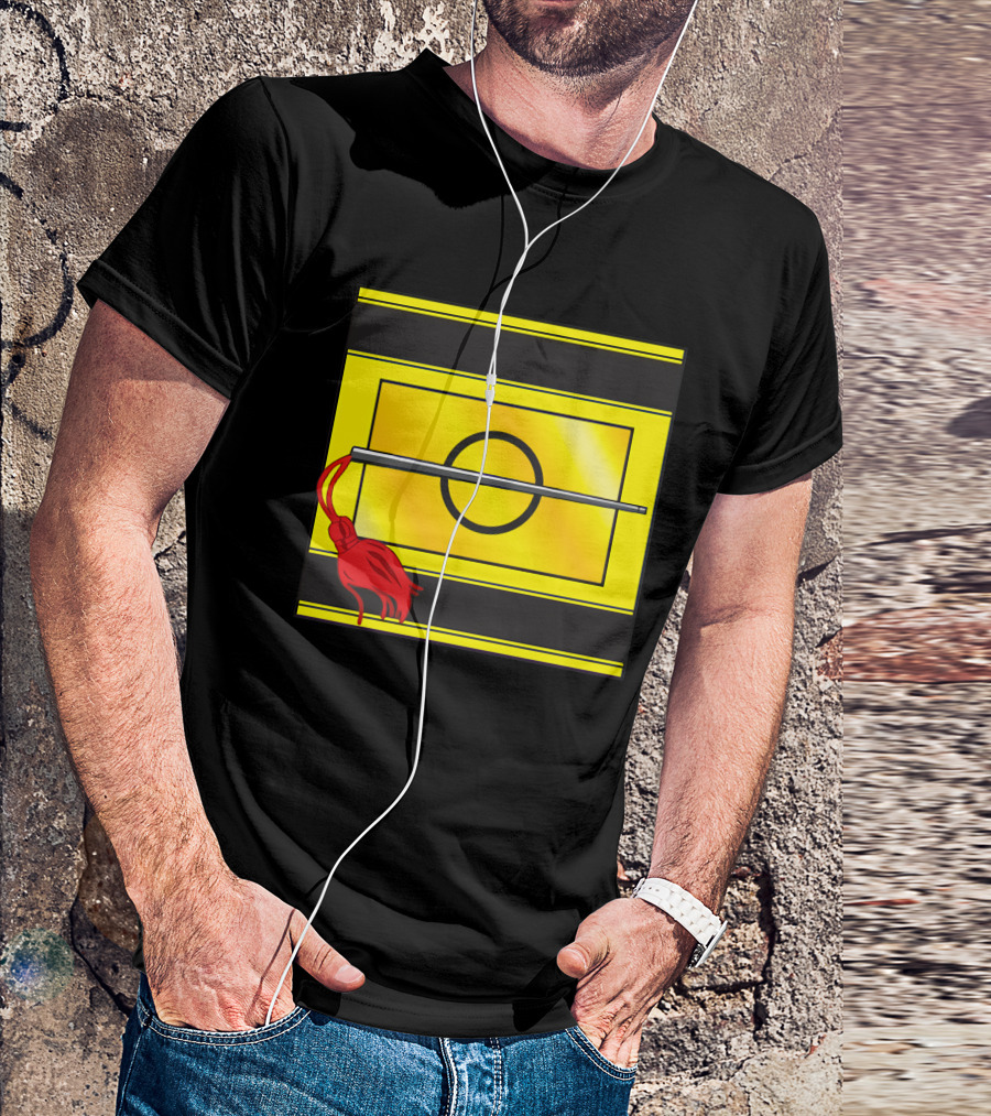 Crusis Lancers Circle And Tassel Icon On Yellow And Black Stripes T-Shirt