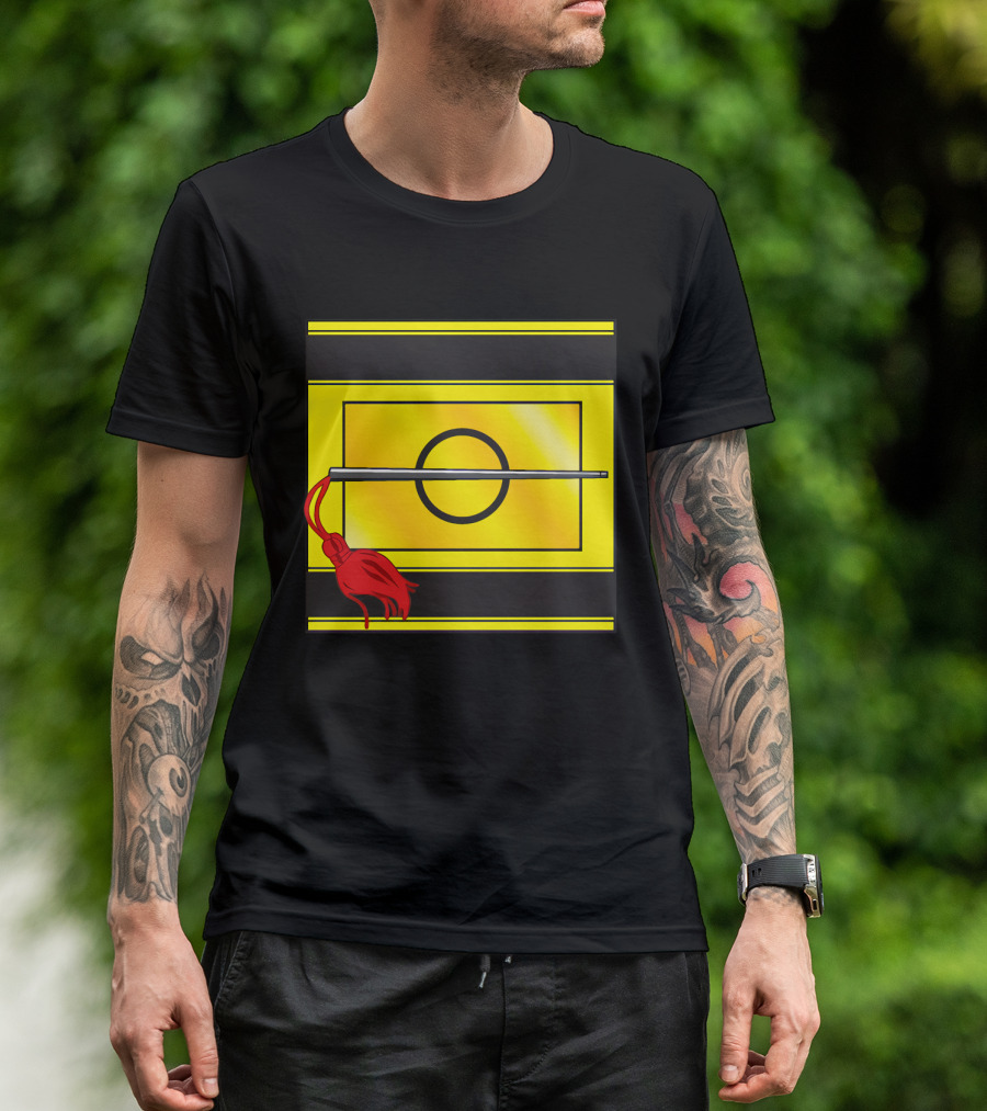 Crusis Lancers Circle And Tassel Icon On Yellow And Black Stripes T-Shirt