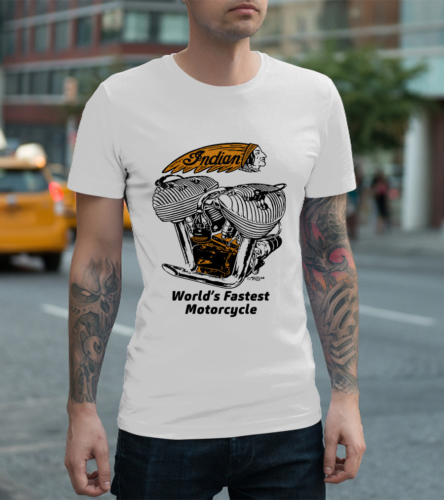 Indian World's Fastest Motorcycle Vintage Engine T-Shirt