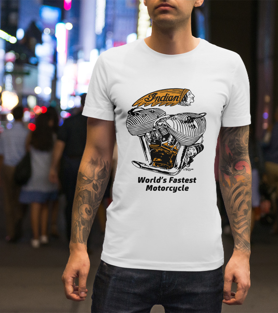 Indian World's Fastest Motorcycle Vintage Engine T-Shirt