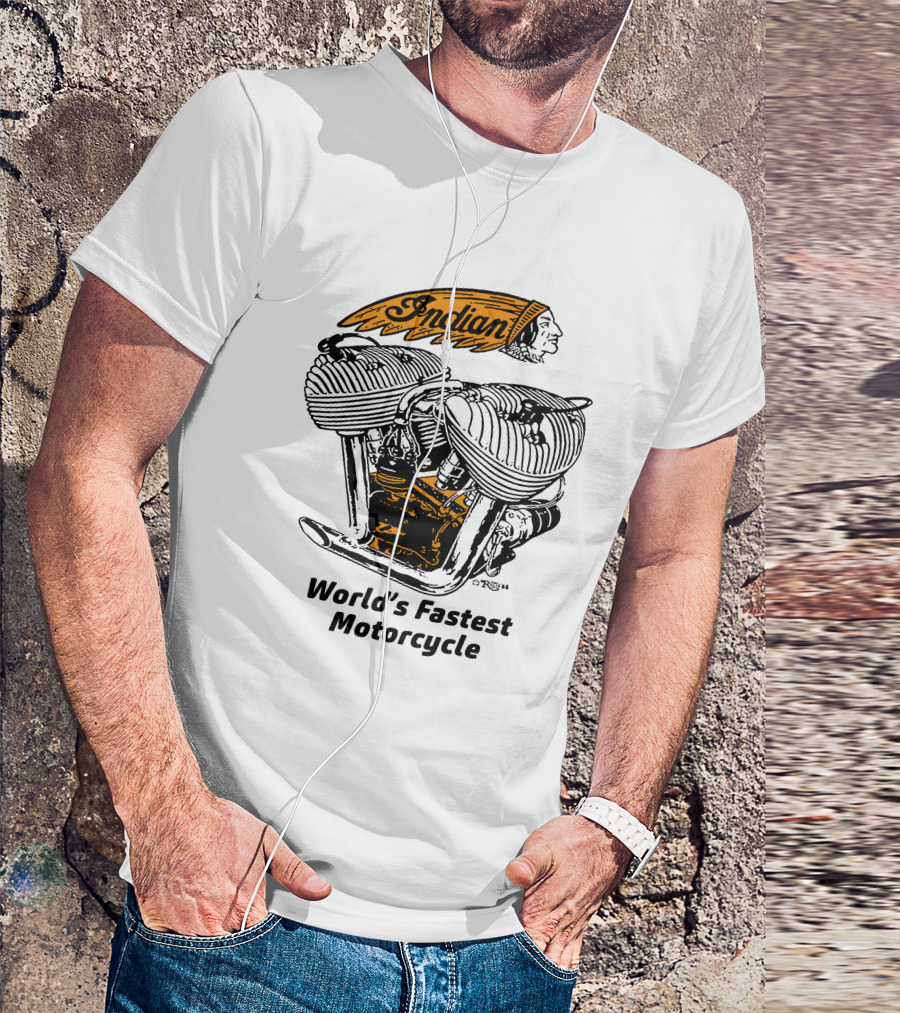 Indian World's Fastest Motorcycle Vintage Engine T-Shirt