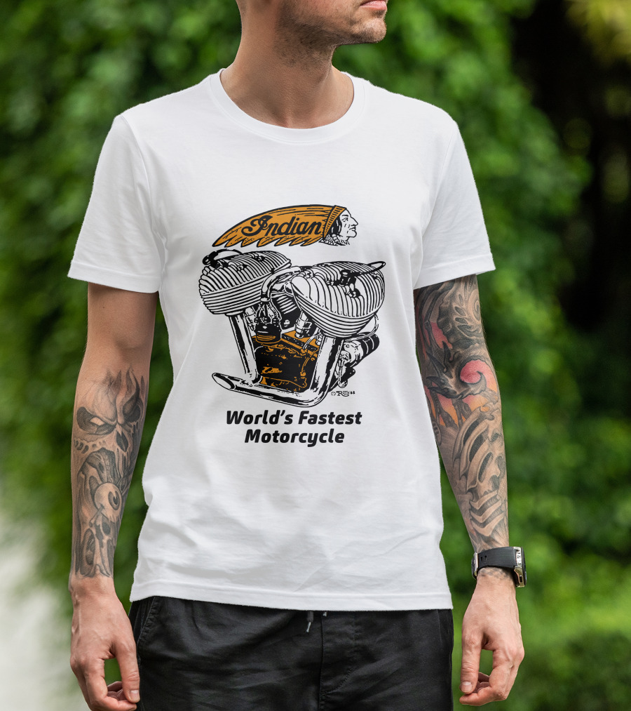 Indian World's Fastest Motorcycle Vintage Engine T-Shirt