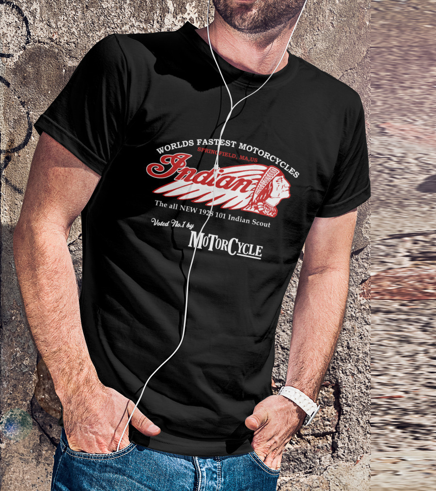 Worlds Fastest Motorcycles Indian Springfield MA US 1928 101 Indian Scout Voted No 1 By MotorCycle T-Shirt