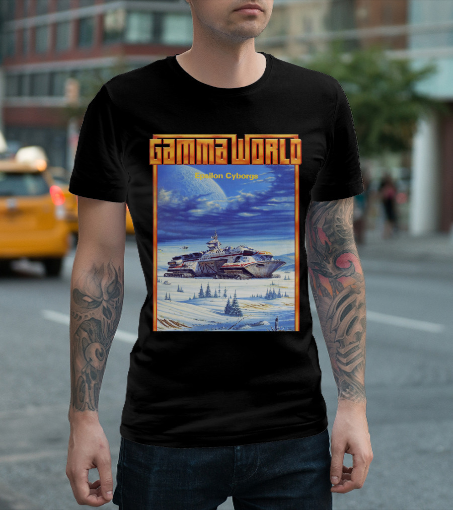 Gamma World Epsilon Cyborgs Snowy Landscape Spaceship Adventure T-Shirt