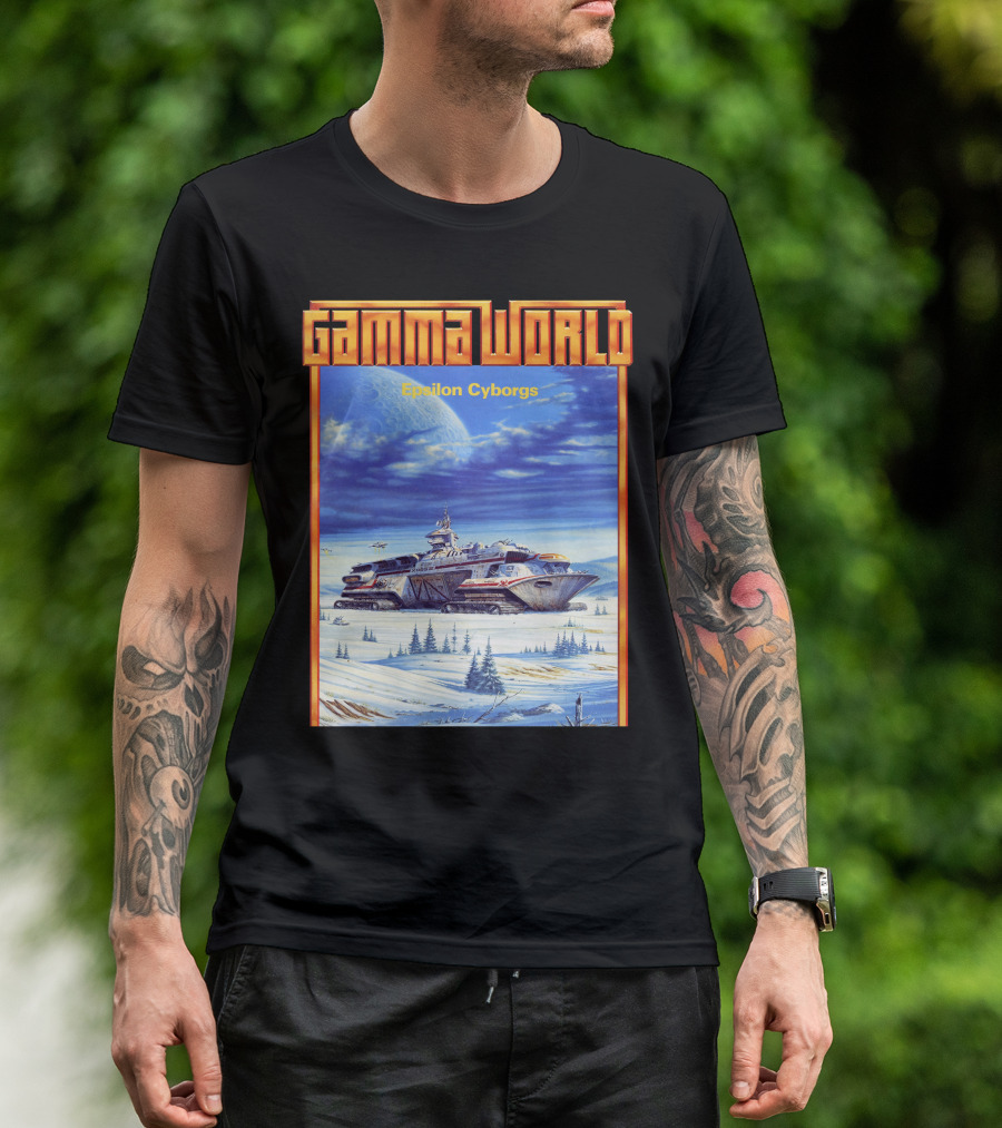 Gamma World Epsilon Cyborgs Snowy Landscape Spaceship Adventure T-Shirt