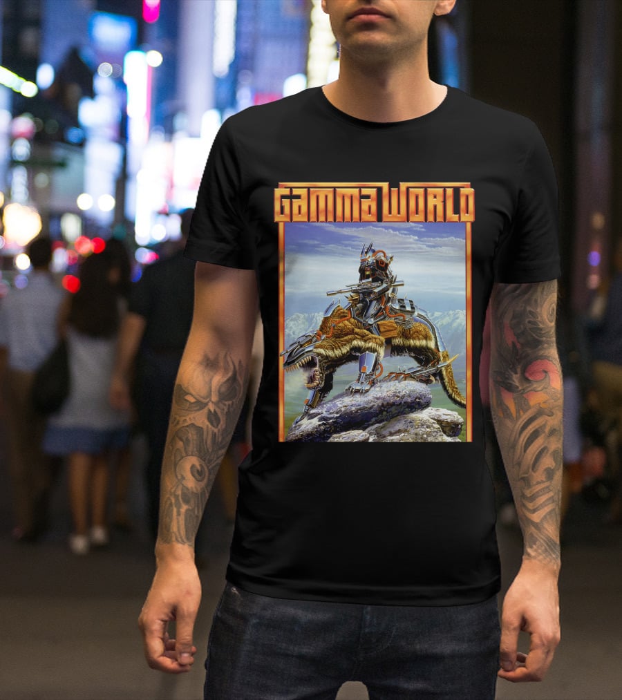 Gamma World Futuristic Cybernetic Dinosaur Adventure T-Shirt