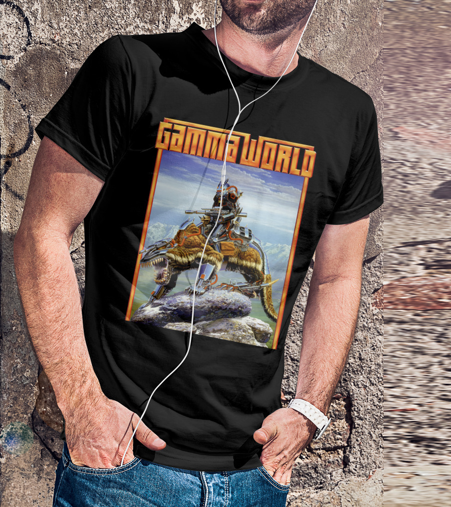 Gamma World Futuristic Cybernetic Dinosaur Adventure T-Shirt