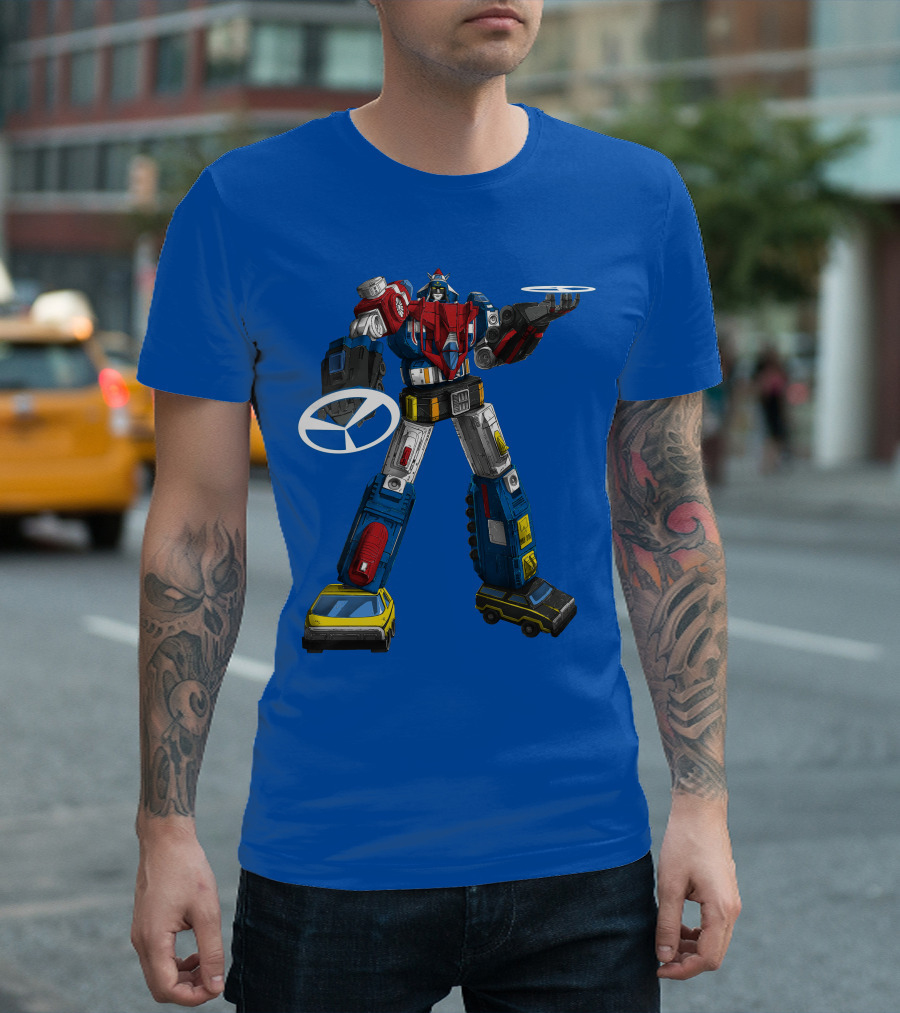 Voltron Vehicle Force Robot Giant Mecha with Cars and Helicopter Wheels T-Shirt