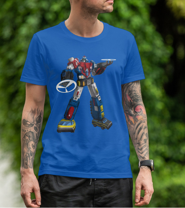 Voltron Vehicle Force Robot Giant Mecha With Cars And Helicopter Wheels T-Shirt