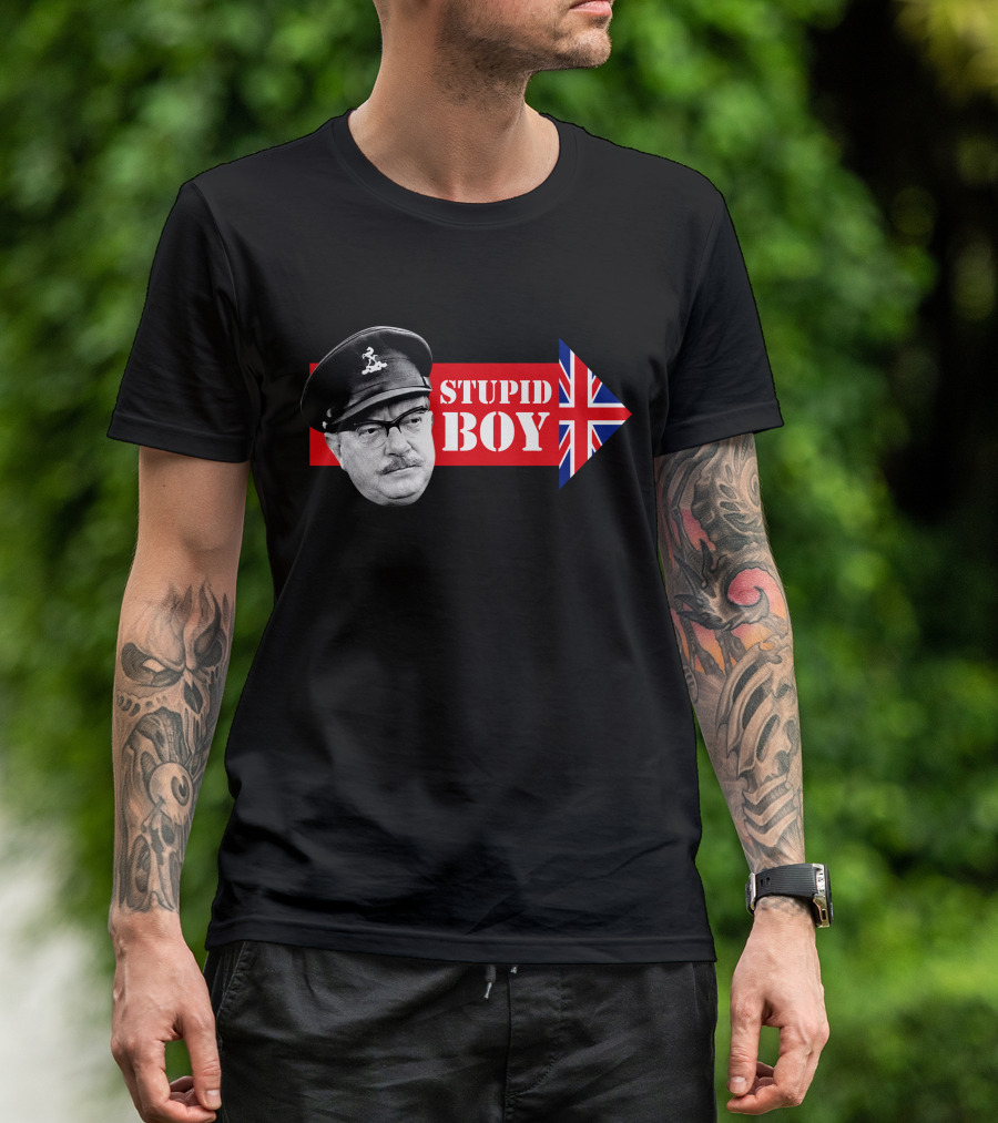 Dad's Army Stupid Boy British Flag Arrow T-Shirt