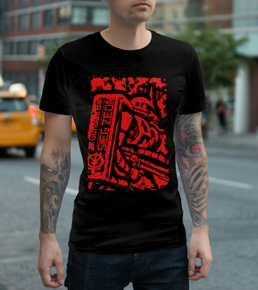 Gundam Zeon Red Mecha Design with Text Sieg Zeon T-Shirt