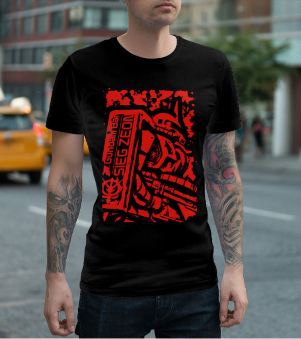 Gundam Zeon Red Mecha Design With Text Sieg Zeon T-Shirt
