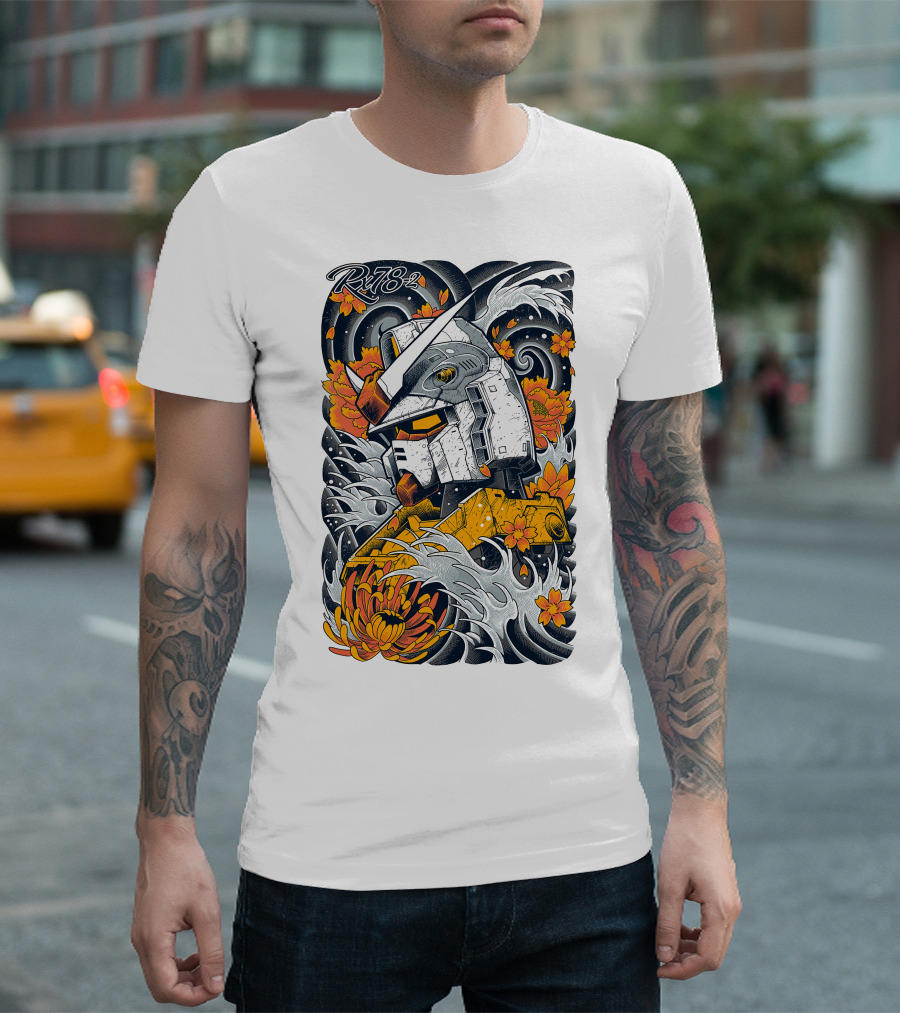 RX-78-2 Gundam Floral Waves T-Shirt