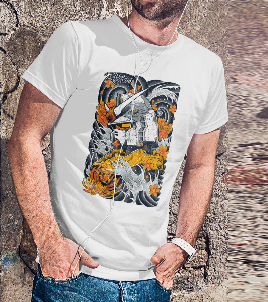 RX-78-2 Gundam Floral Waves T-Shirt