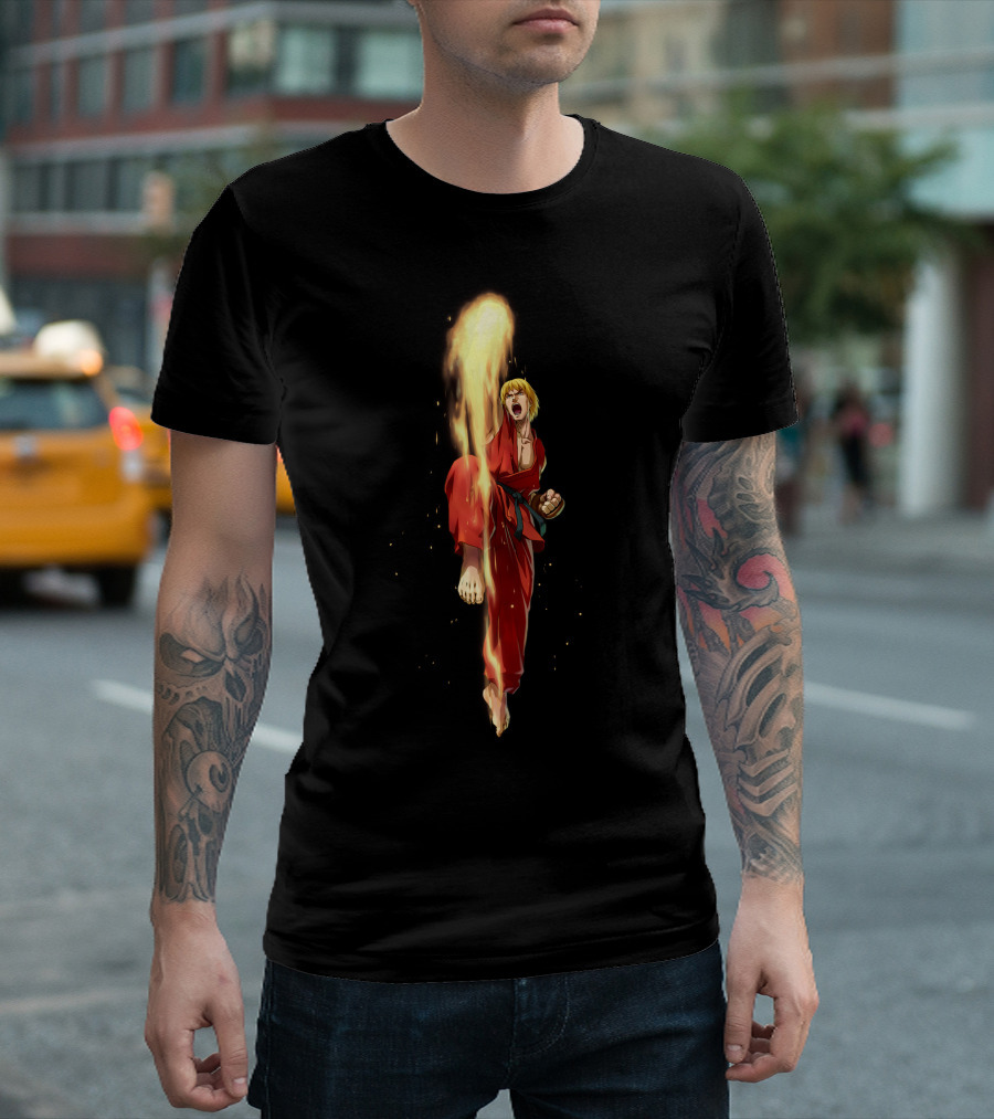 Street Fighter V Ken Masters Fiery Kick Action T-Shirt