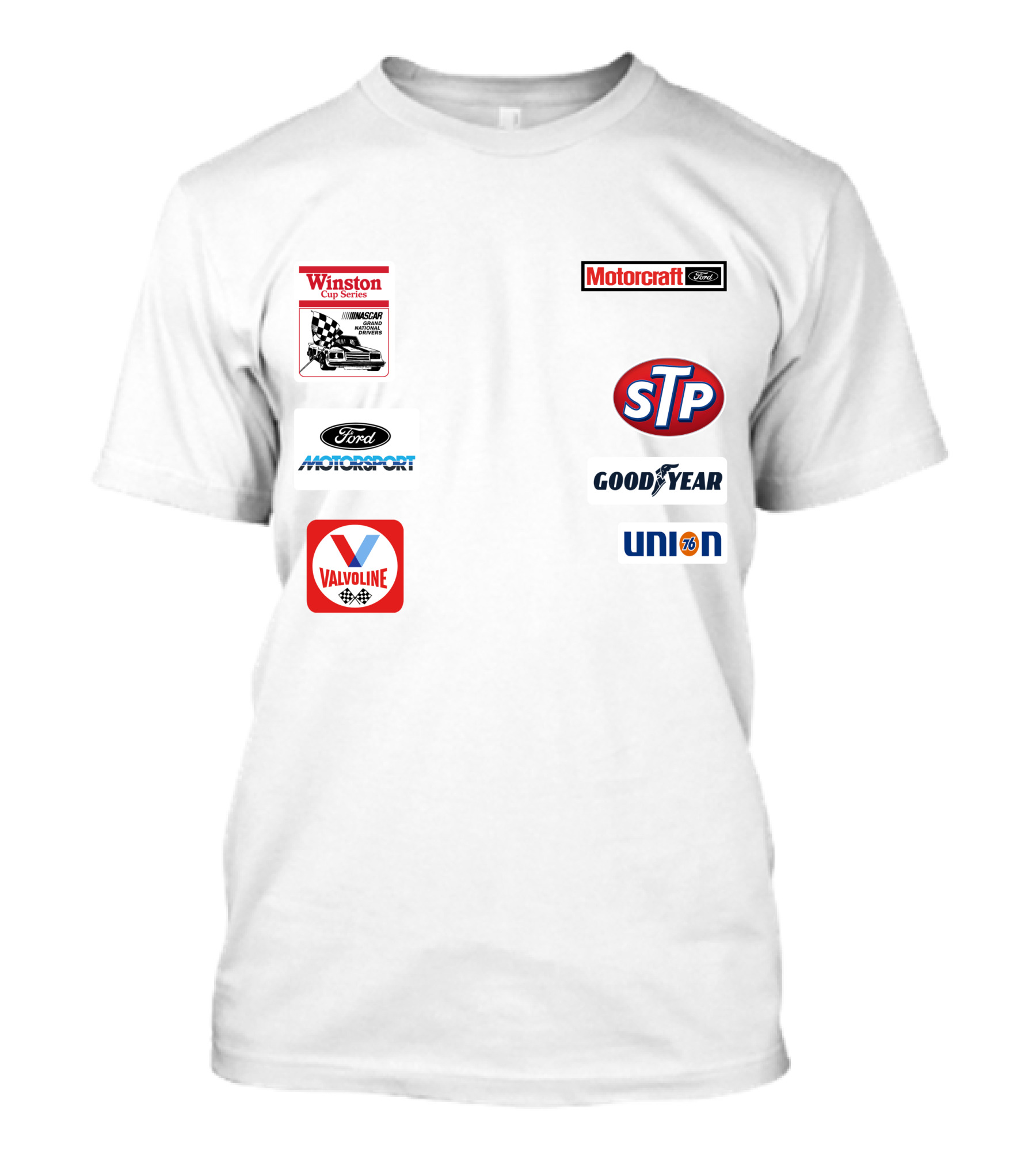 Stroker Ace White Uniform Winston Cup Series Motorcraft Ford Motorsport STP Goodyear Union 76 Valvoline T-Shirt