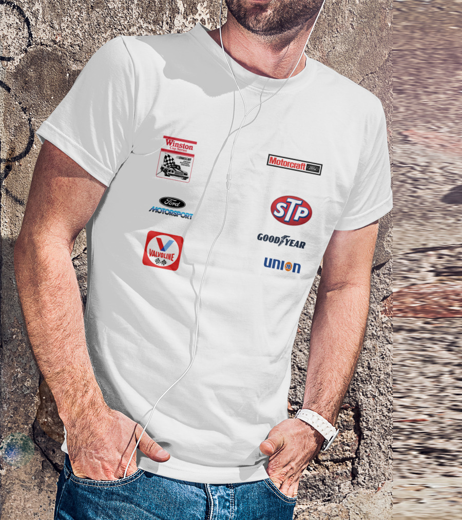 Stroker Ace White Uniform Winston Cup Series Motorcraft Ford Motorsport STP Goodyear Union 76 Valvoline T-Shirt