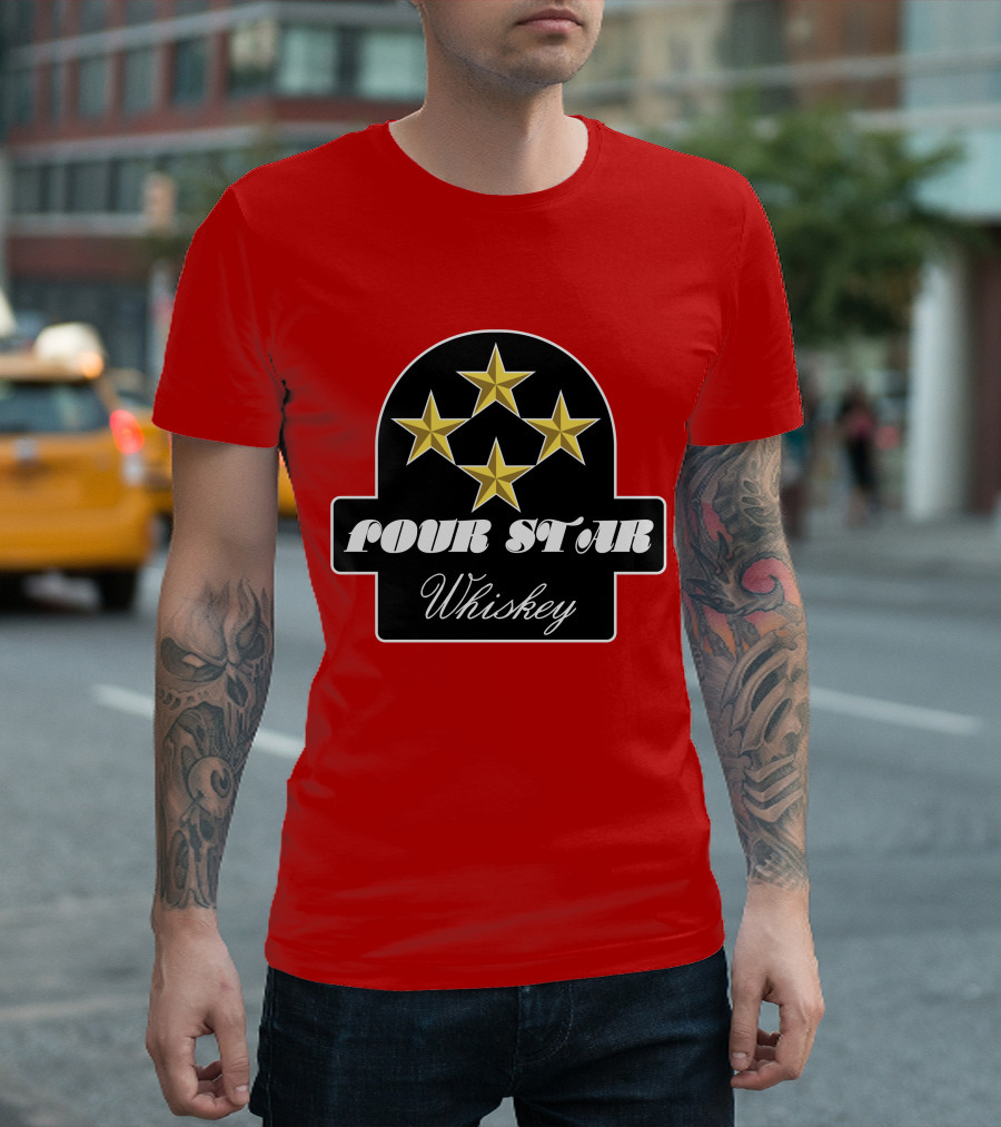 Stroker Ace Four Star Whiskey Gold Stars Emblem T-Shirt
