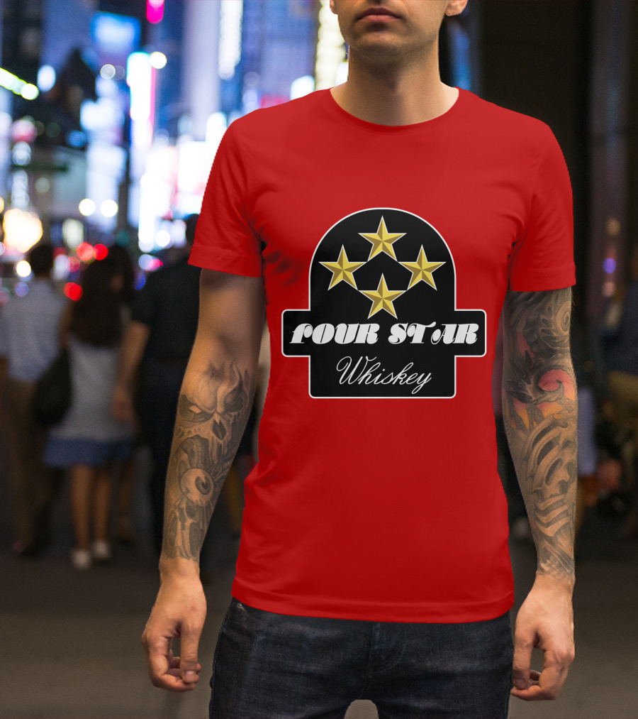 Stroker Ace Four Star Whiskey Gold Stars Emblem T-Shirt