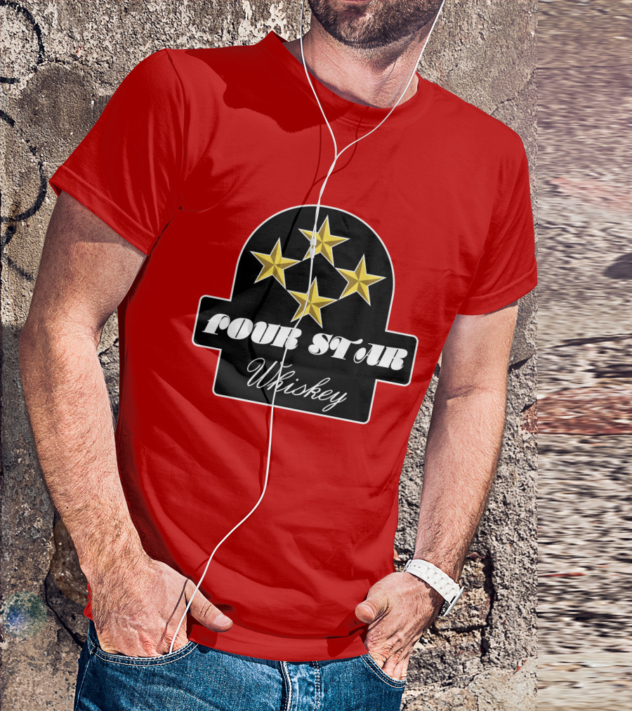 Stroker Ace Four Star Whiskey Gold Stars Emblem T-Shirt