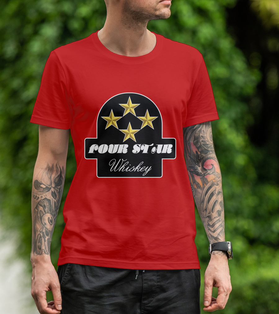 Stroker Ace Four Star Whiskey Gold Stars Emblem T-Shirt