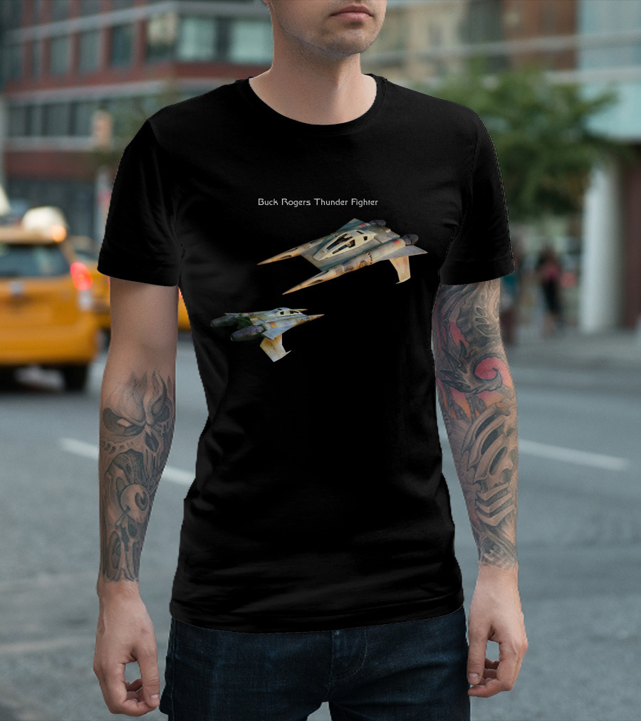 Buck Rogers Thunder Fighter Spaceship Retro Sci-Fi Adventure T-Shirt