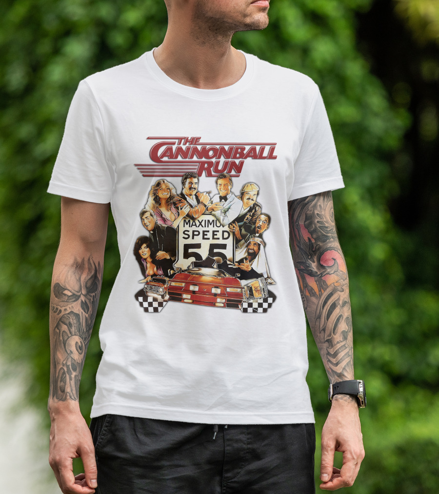 The Cannonball Run Maximum Speed 55 Red Car Racing Adventure T-Shirt