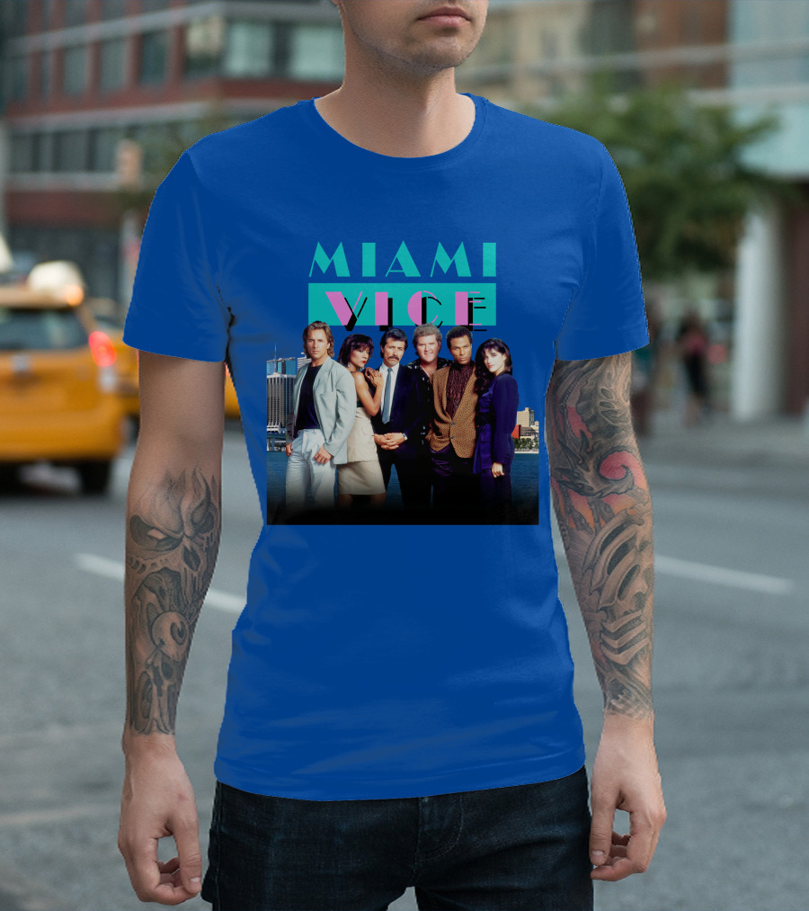 MIAMI VICE Retro Classic Cast Cityscape T-Shirt