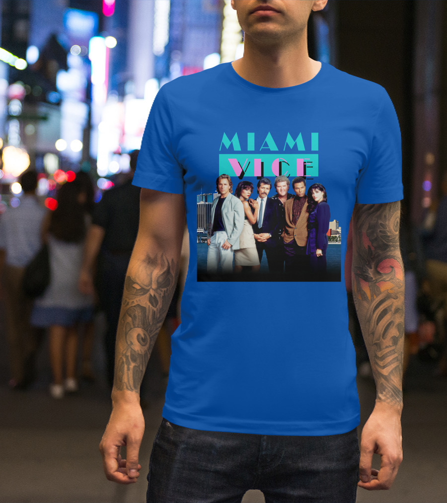 MIAMI VICE Retro Classic Cast Cityscape T-Shirt