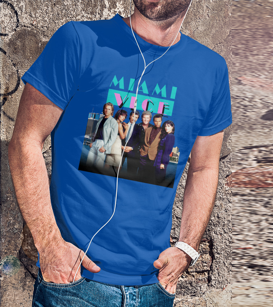 MIAMI VICE Retro Classic Cast Cityscape T-Shirt