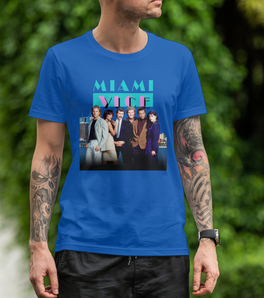 MIAMI VICE Retro Classic Cast Cityscape T-Shirt