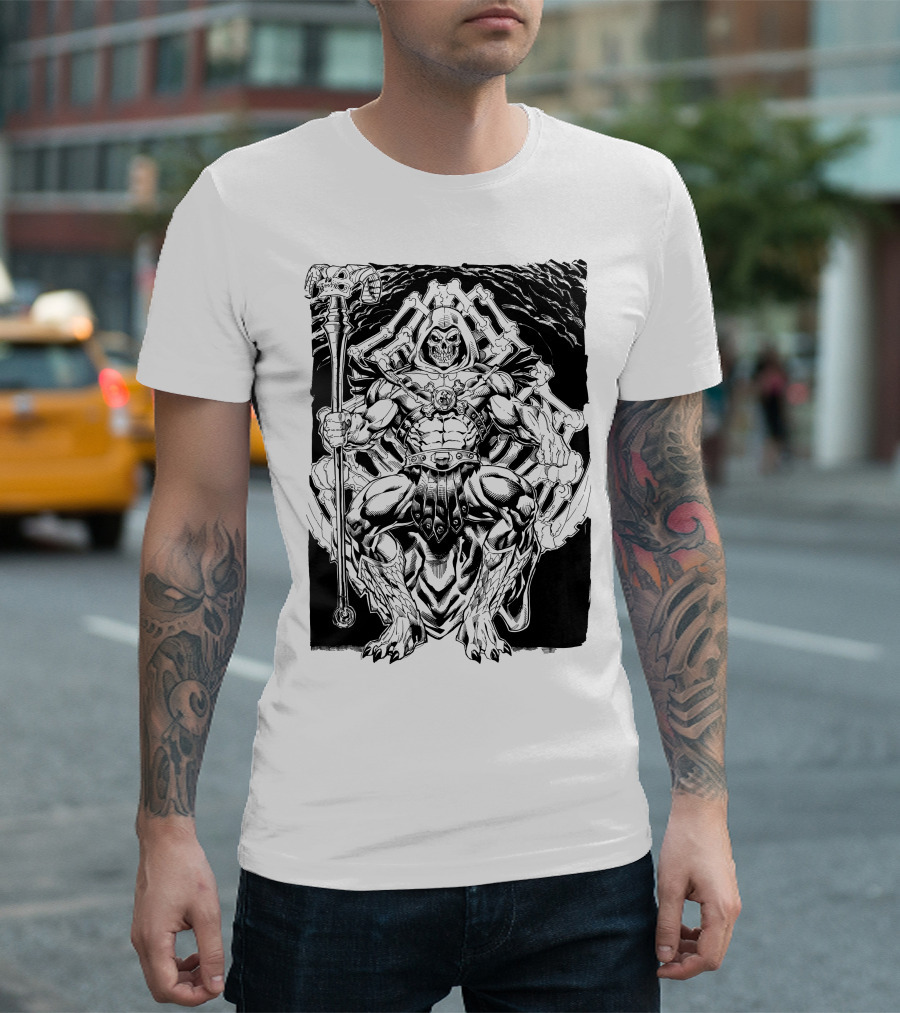 Skeletor Throne Artwork Masters of the Universe Villain Motif T-Shirt