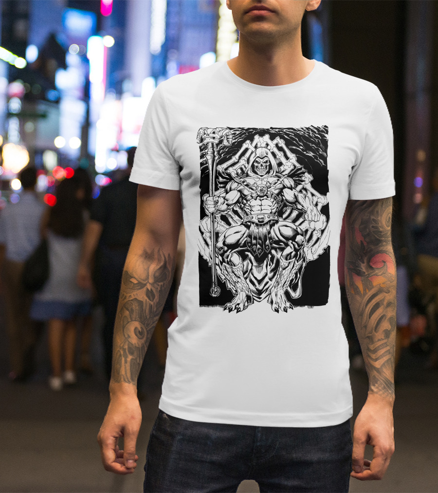Skeletor Throne Artwork Masters Of The Universe Villain Motif T-Shirt