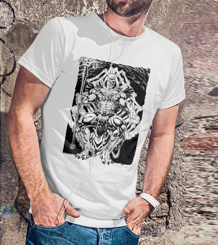 Skeletor Throne Artwork Masters Of The Universe Villain Motif T-Shirt