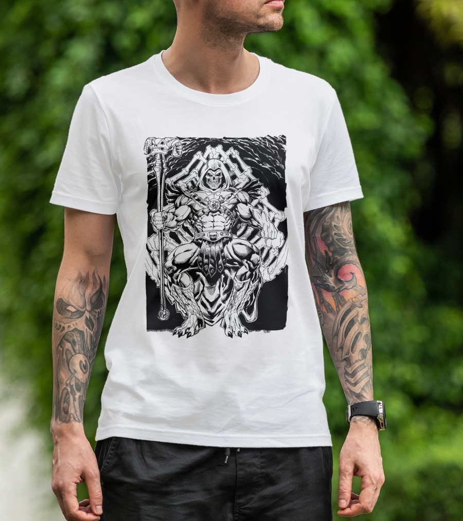 Skeletor Throne Artwork Masters Of The Universe Villain Motif T-Shirt