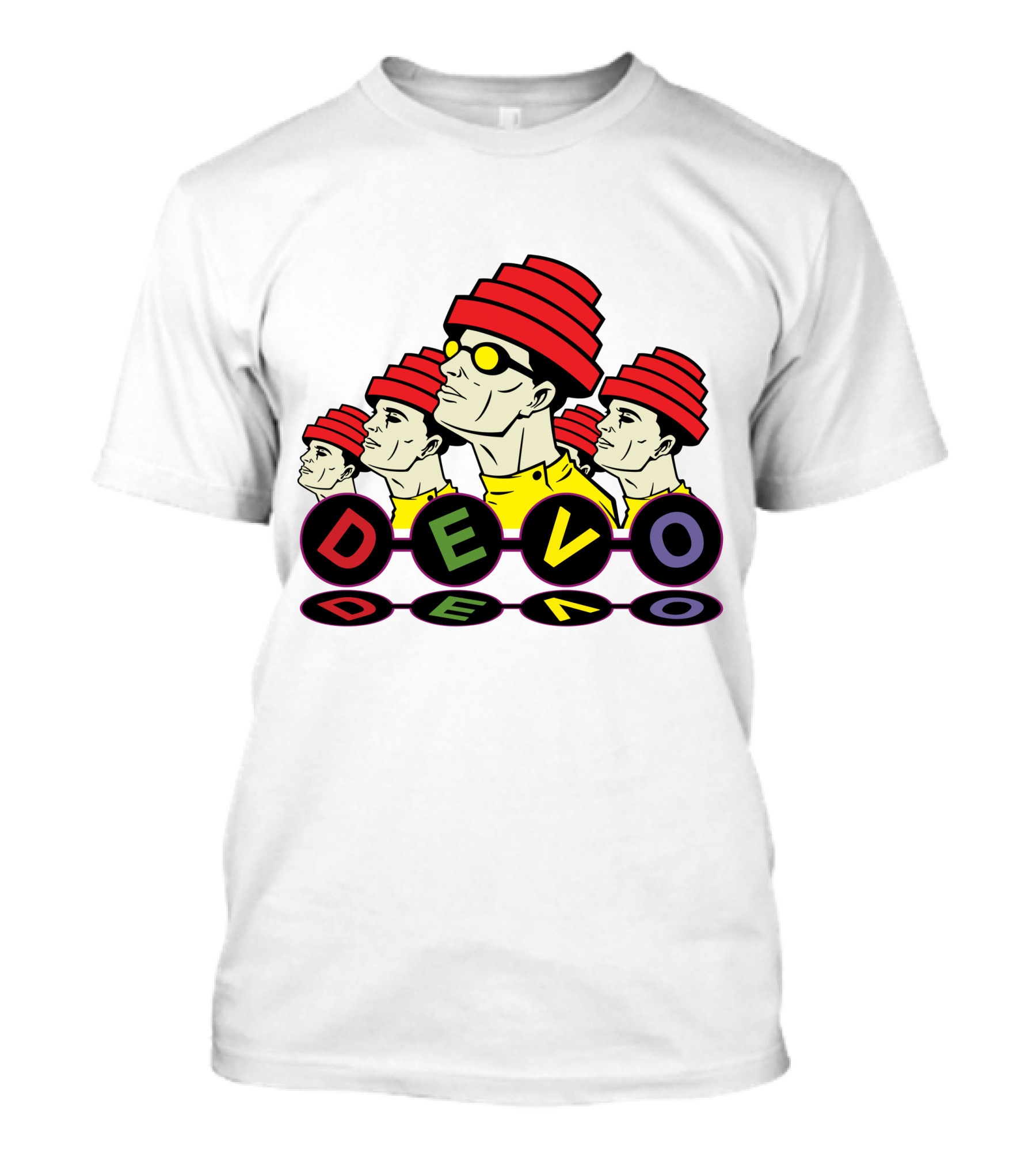 Devo Band Red Hats Yellow Shirts Sunglasses Iconic T-Shirt