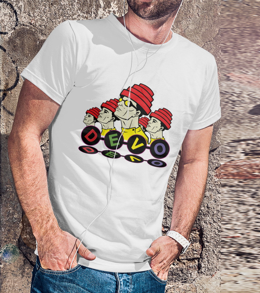 Devo Band Red Hats Yellow Shirts Sunglasses Iconic T-Shirt