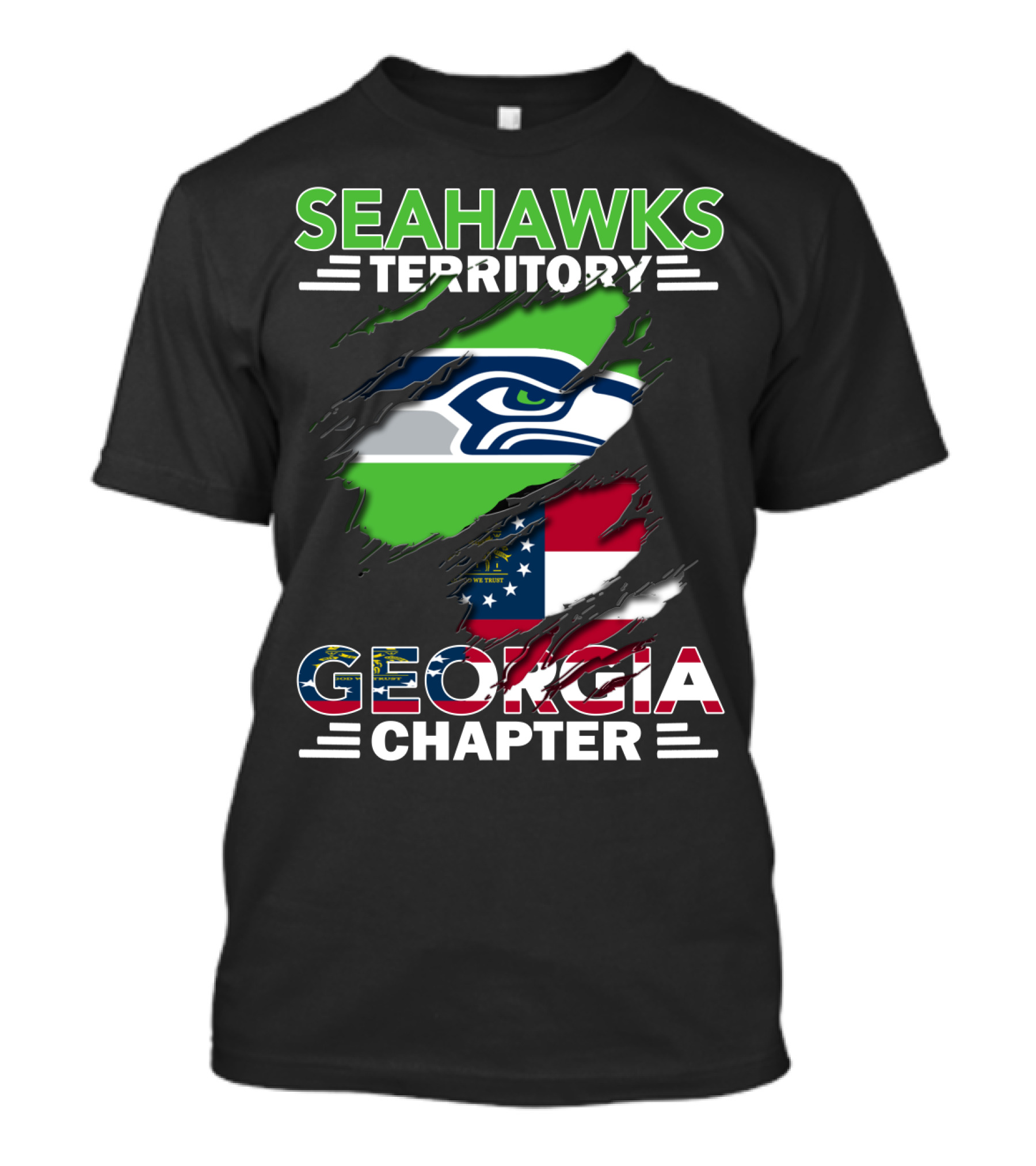 Seahawks Territory Georgia Chapter Flag Rip Seahawks T-Shirt