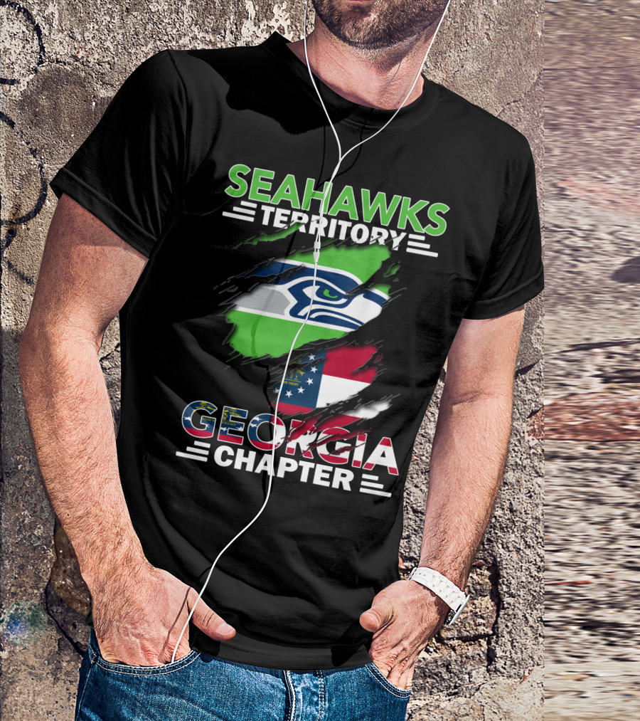 Seahawks Territory Georgia Chapter Flag Rip Seahawks T-Shirt