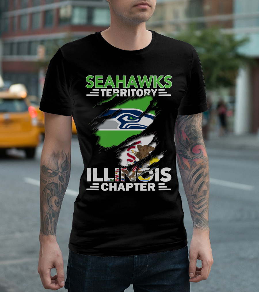 Seahawks Territory Illinois Chapter Nfl Logo Flag T-Shirt
