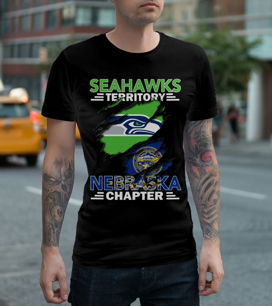 Seahawks Territory Nebraska Chapter With Flag And Mascot T-Shirt