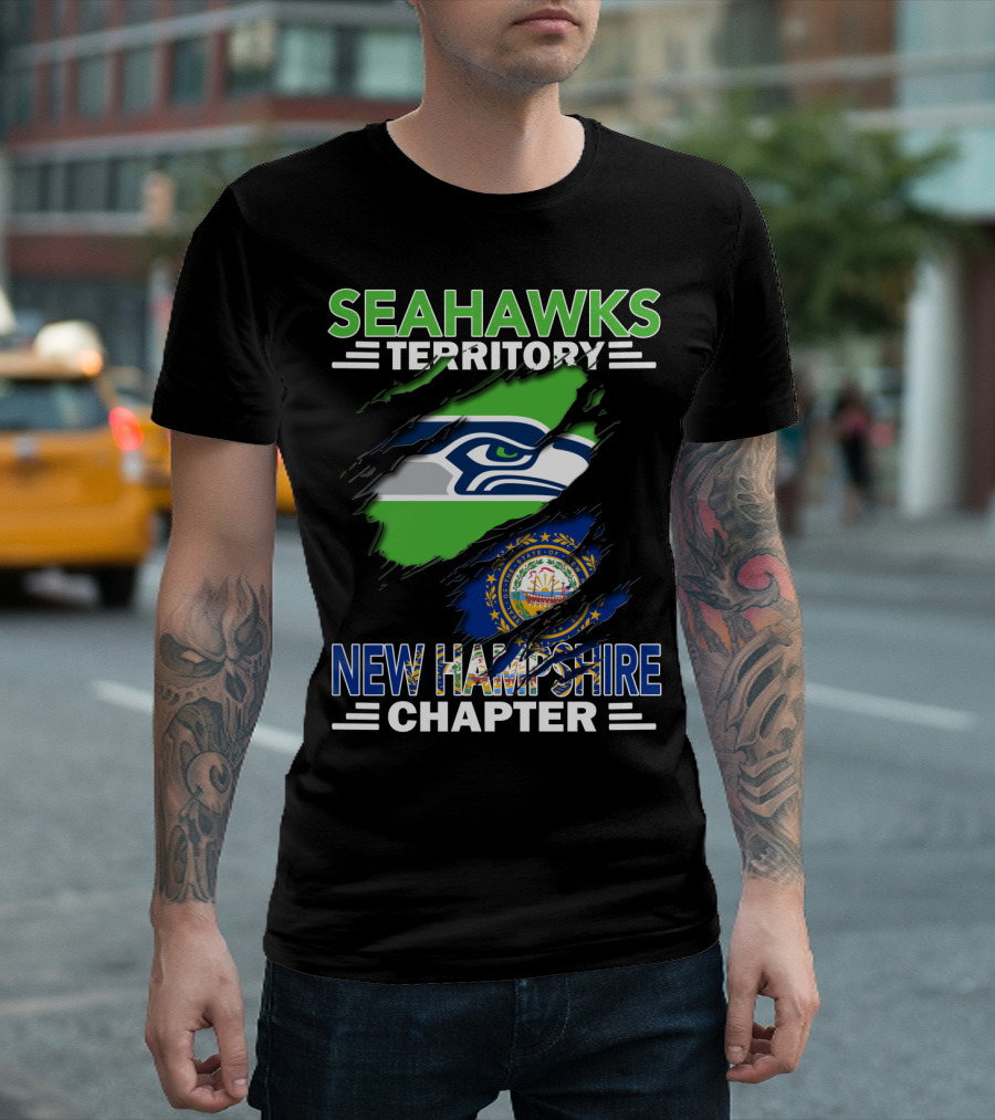 Seahawks Territory New Hampshire Chapter Seahawks Logo New Hampshire Flag T-Shirt